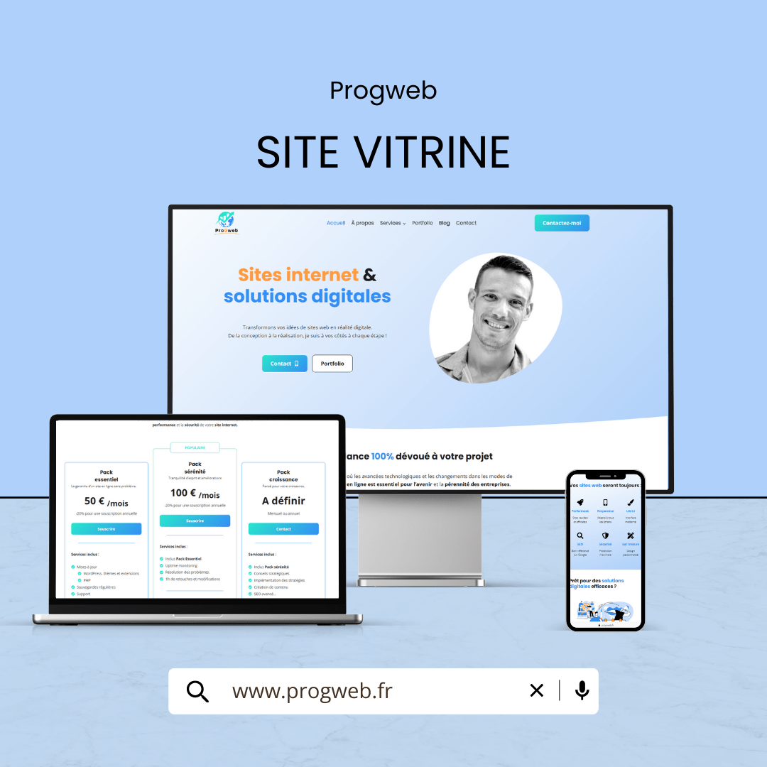 site vitrine et ecommerce créé pour Progweb