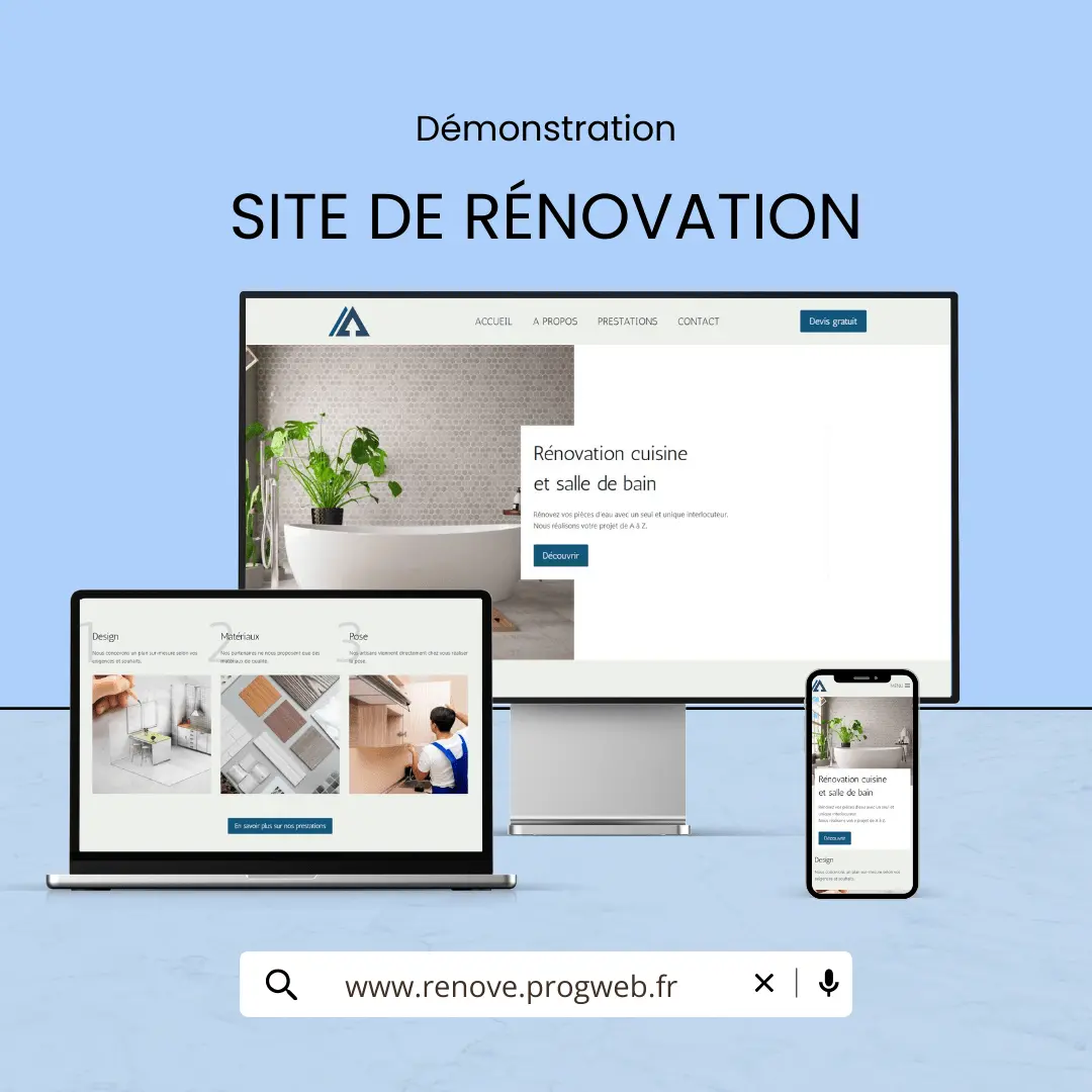 Illustration d'un site vitrine créé par Progweb